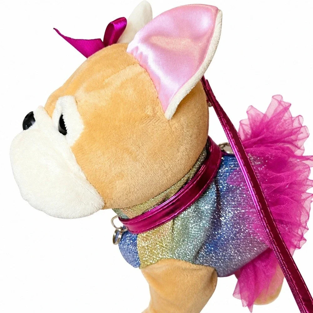 Poochie Co Bette French Bulldog Plush Purse Girls Handbag Rainbow Glitter Bag